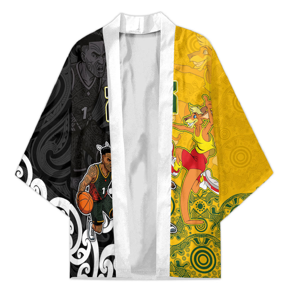 Aotearoa New Zealand And Australia Basketball Custom Kimono Maori Tribal Tattoo And Aboriginal Dot Art Heritage