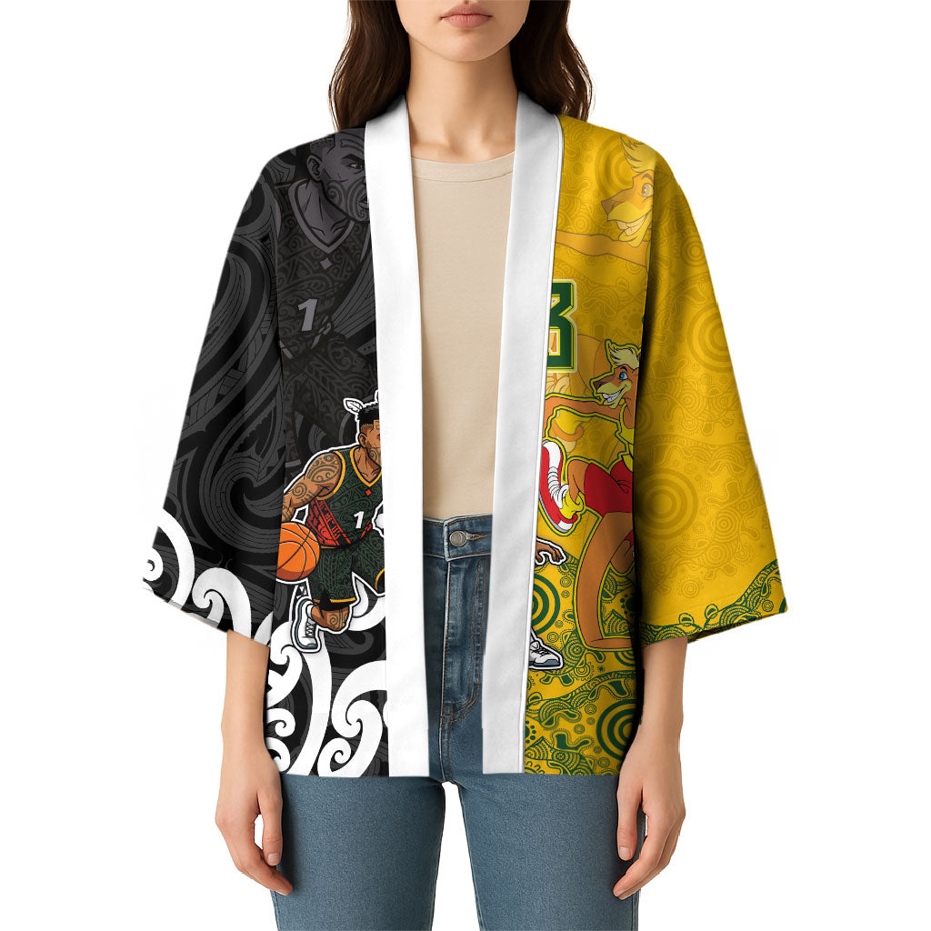 Aotearoa New Zealand And Australia Basketball Custom Kimono Maori Tribal Tattoo And Aboriginal Dot Art Heritage