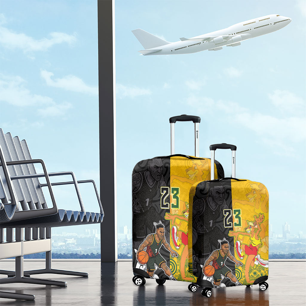 Aotearoa New Zealand And Australia Basketball Custom Luggage Cover Maori Tribal Tattoo And Aboriginal Dot Art Heritage