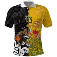 Aotearoa New Zealand And Australia Basketball Custom Polo Shirt Maori Tribal Tattoo And Aboriginal Dot Art Heritage