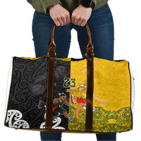 Aotearoa New Zealand And Australia Basketball Custom Travel Bag Maori Tribal Tattoo And Aboriginal Dot Art Heritage