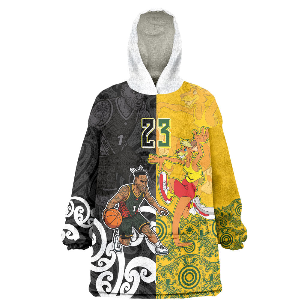 Aotearoa New Zealand And Australia Basketball Custom Wearable Blanket Hoodie Maori Tribal Tattoo And Aboriginal Dot Art Heritage
