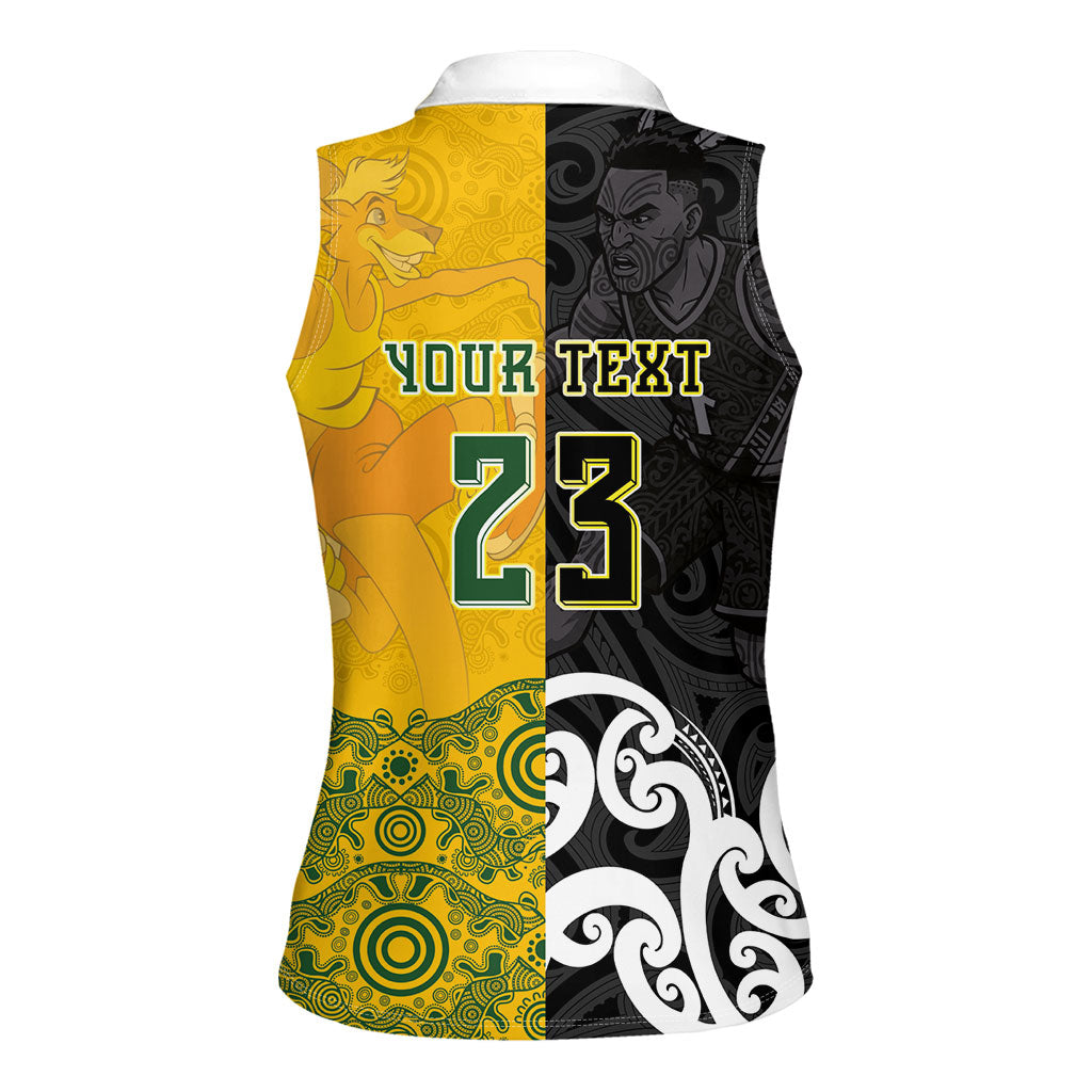 Aotearoa New Zealand And Australia Basketball Custom Women Sleeveless Polo Shirt Maori Tribal Tattoo And Aboriginal Dot Art Heritage