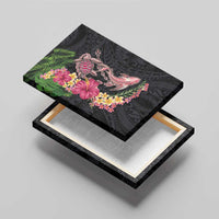 Hawaiian Tropical Plants Turtle and Shark Canvas Wall Art Polynesian Art Tattoo