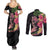 Hawaiian Tropical Plants Turtle and Shark Couples Matching Summer Maxi Dress and Long Sleeve Button Shirt Polynesian Art Tattoo