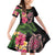 Hawaiian Tropical Plants Turtle and Shark Family Matching Off Shoulder Short Dress and Hawaiian Shirt Polynesian Art Tattoo