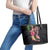 Hawaiian Tropical Plants Turtle and Shark Leather Tote Bag Polynesian Art Tattoo