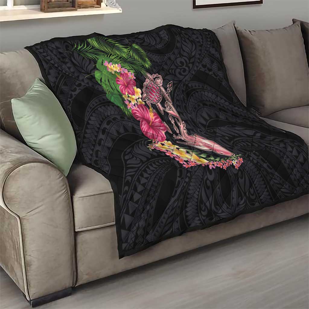 Hawaiian Tropical Plants Turtle and Shark Quilt Polynesian Art Tattoo