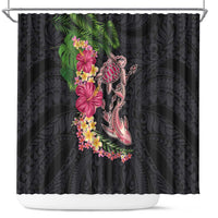 Hawaiian Tropical Plants Turtle and Shark Shower Curtain Polynesian Art Tattoo
