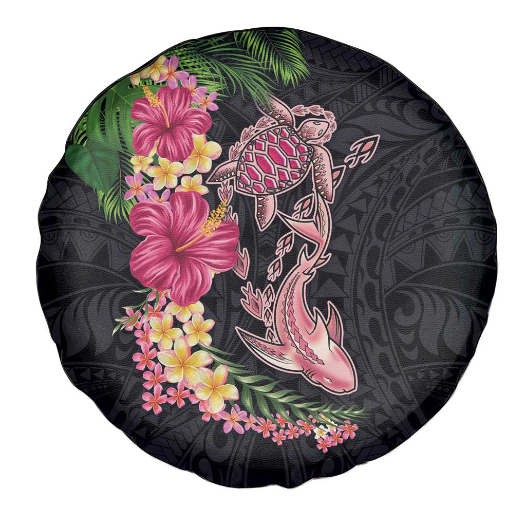 Hawaiian Tropical Plants Turtle and Shark Spare Tire Cover Polynesian Art Tattoo