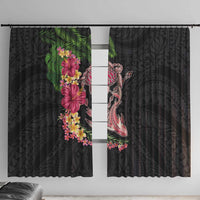 Hawaiian Tropical Plants Turtle and Shark Window Curtain Polynesian Art Tattoo