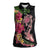 Hawaiian Tropical Plants Turtle and Shark Women Sleeveless Polo Shirt Polynesian Art Tattoo