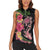 Hawaiian Tropical Plants Turtle and Shark Women Sleeveless Polo Shirt Polynesian Art Tattoo