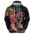 Hawaiian Tropical Plants Turtle and Shark Zip Hoodie Polynesian Art Tattoo