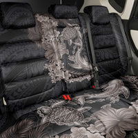 Hawaiian Tropical Plants Turtle and Shark Back Car Seat Cover Polynesian Art Tattoo Grayscale Color