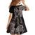 Hawaiian Tropical Plants Turtle and Shark Family Matching Off Shoulder Short Dress and Hawaiian Shirt Polynesian Art Tattoo Grayscale Color
