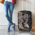 Hawaiian Tropical Plants Turtle and Shark Luggage Cover Polynesian Art Tattoo Grayscale Color