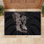 Hawaiian Tropical Plants Turtle and Shark Rubber Doormat Polynesian Art Tattoo Grayscale Color