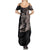 Hawaiian Tropical Plants Turtle and Shark Summer Maxi Dress Polynesian Art Tattoo Grayscale Color