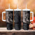 Hawaiian Tropical Plants Turtle and Shark Tumbler With Handle Polynesian Art Tattoo Grayscale Color