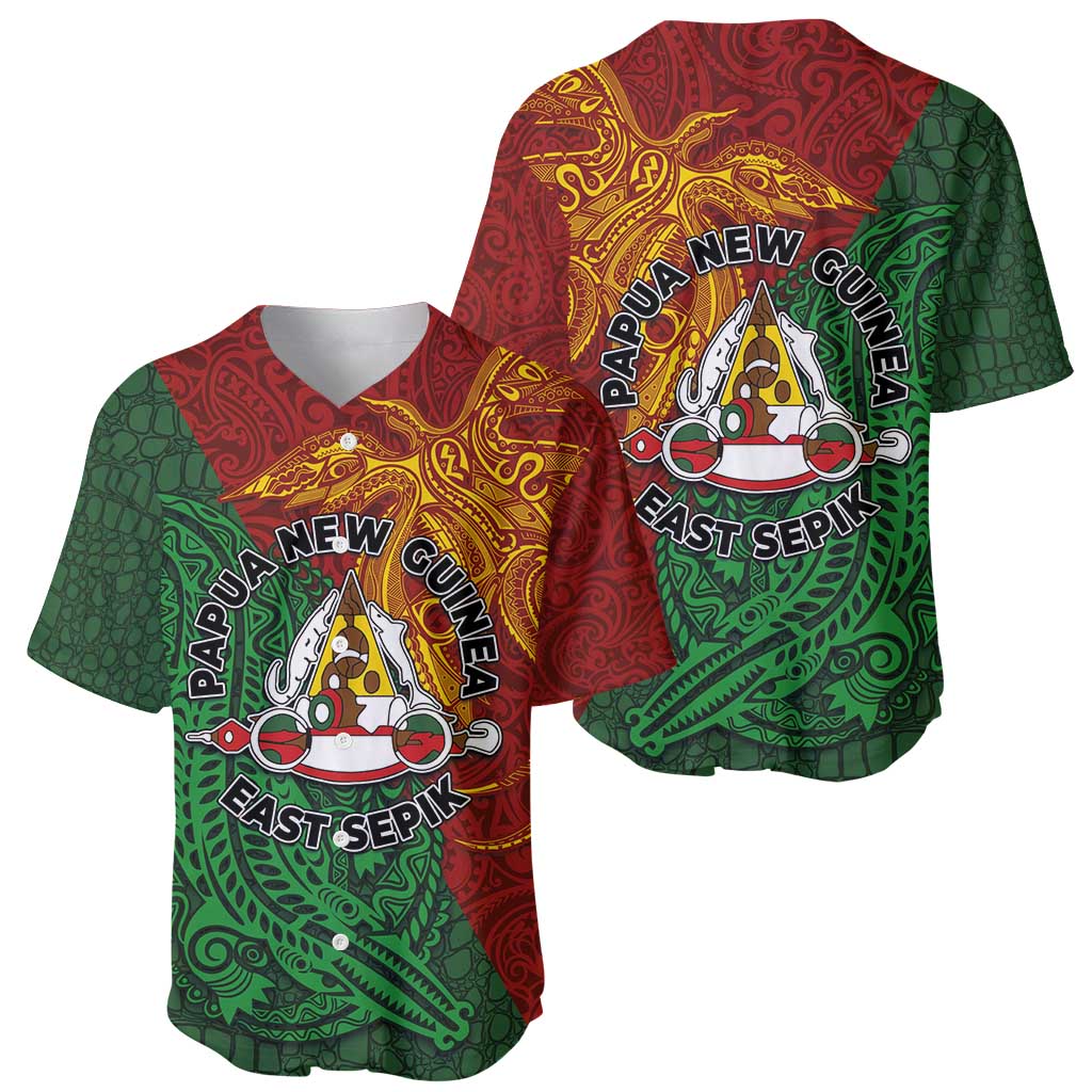 Papua New Guinea East Sepik Province Baseball Jersey Tribal Crocodile Birds of Paradise Melanesian Tattoo