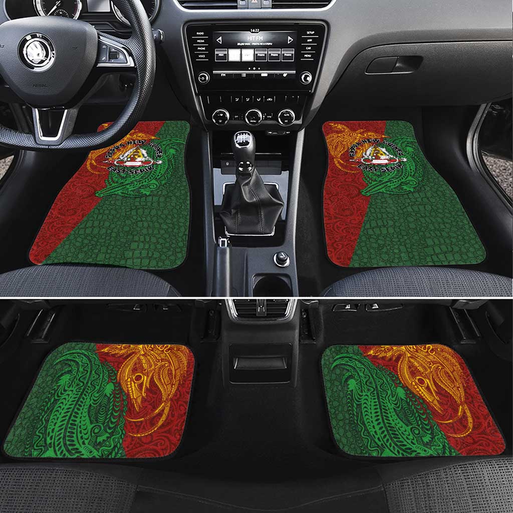 Papua New Guinea East Sepik Province Car Mats Tribal Crocodile Birds of Paradise Melanesian Tattoo LT03 Set 4pcs Green - Polynesian Pride