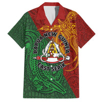 Papua New Guinea East Sepik Province Family Matching Off The Shoulder Long Sleeve Dress and Hawaiian Shirt Tribal Crocodile Birds of Paradise Melanesian Tattoo LT03 Dad's Shirt - Short Sleeve Green - Polynesian Pride