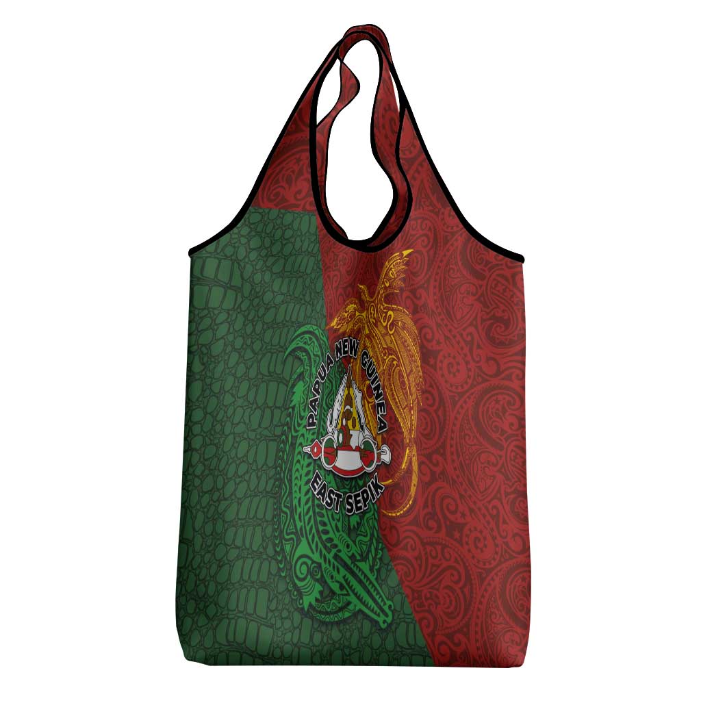 Papua New Guinea East Sepik Province Grocery Bag Tribal Crocodile Birds of Paradise Melanesian Tattoo