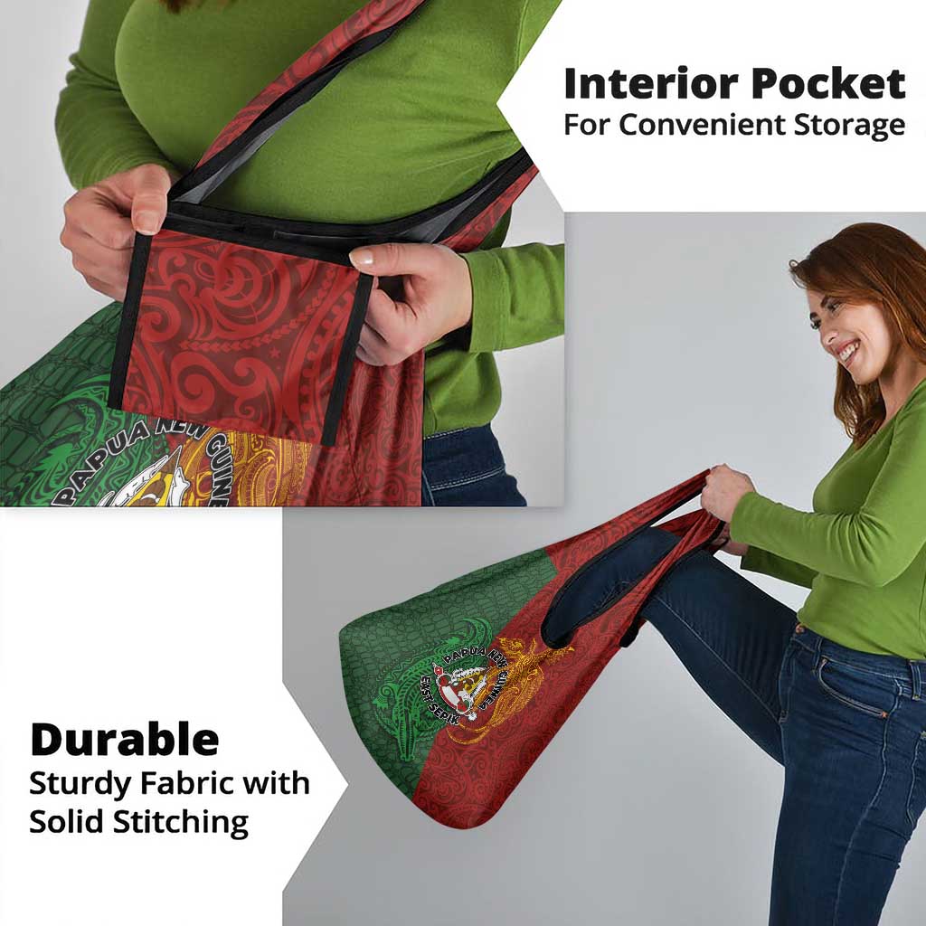 Papua New Guinea East Sepik Province Grocery Bag Tribal Crocodile Birds of Paradise Melanesian Tattoo