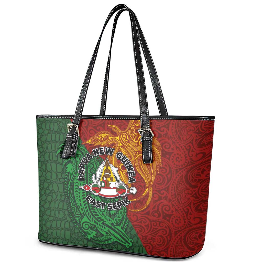 Papua New Guinea East Sepik Province Leather Tote Bag Tribal Crocodile Birds of Paradise Melanesian Tattoo