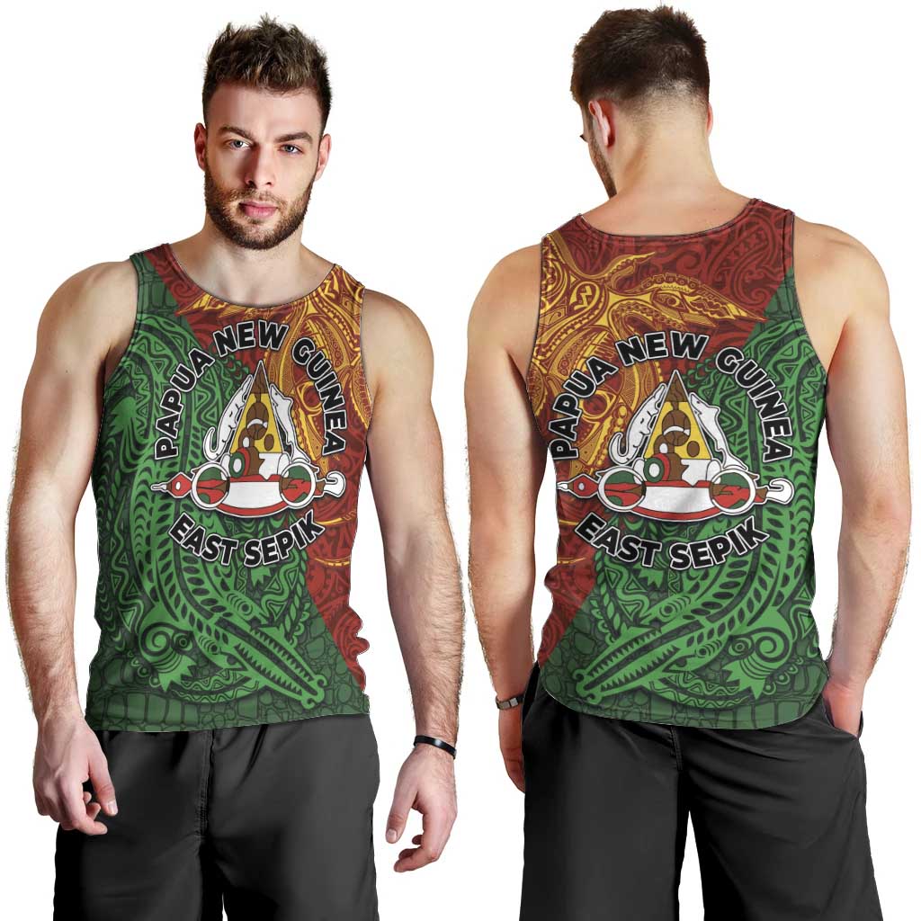 Papua New Guinea East Sepik Province Men Tank Top Tribal Crocodile Birds of Paradise Melanesian Tattoo