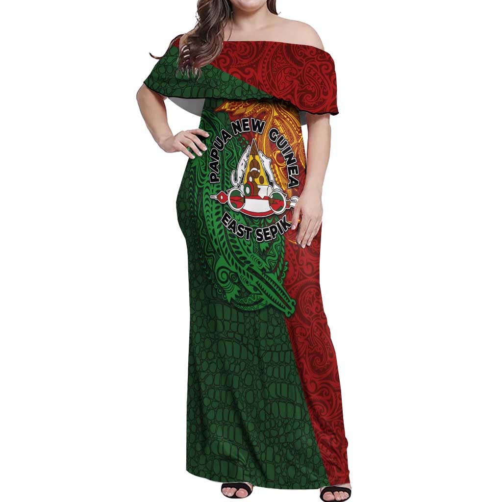 Papua New Guinea East Sepik Province Off Shoulder Maxi Dress Tribal  Crocodile Birds of Paradise Melanesian Tattoo