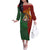 Papua New Guinea East Sepik Province Off The Shoulder Long Sleeve Dress Tribal Crocodile Birds of Paradise Melanesian Tattoo