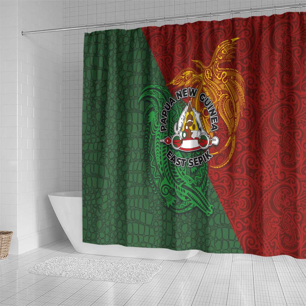 Papua New Guinea East Sepik Province Shower Curtain Tribal Crocodile Birds of Paradise Melanesian Tattoo