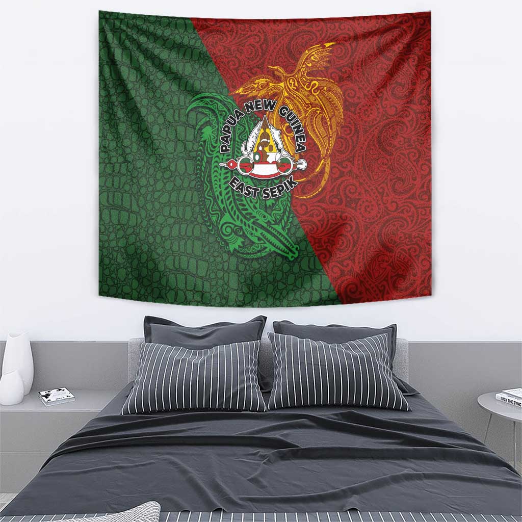 Papua New Guinea East Sepik Province Tapestry Tribal Crocodile Birds of Paradise Melanesian Tattoo