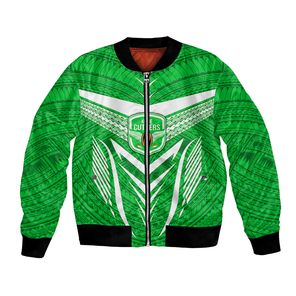Kimbe Cutters Rugby Bomber Jacket Papua New Guinea Polynesian Tattoo Green Version LT03 Unisex Green - Polynesian Pride
