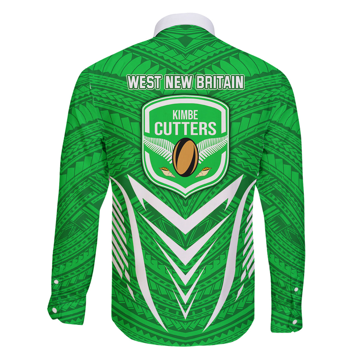 Kimbe Cutters Rugby Family Matching Off Shoulder Long Sleeve Dress and Hawaiian Shirt Papua New Guinea Polynesian Tattoo Green Version LT03 - Polynesian Pride