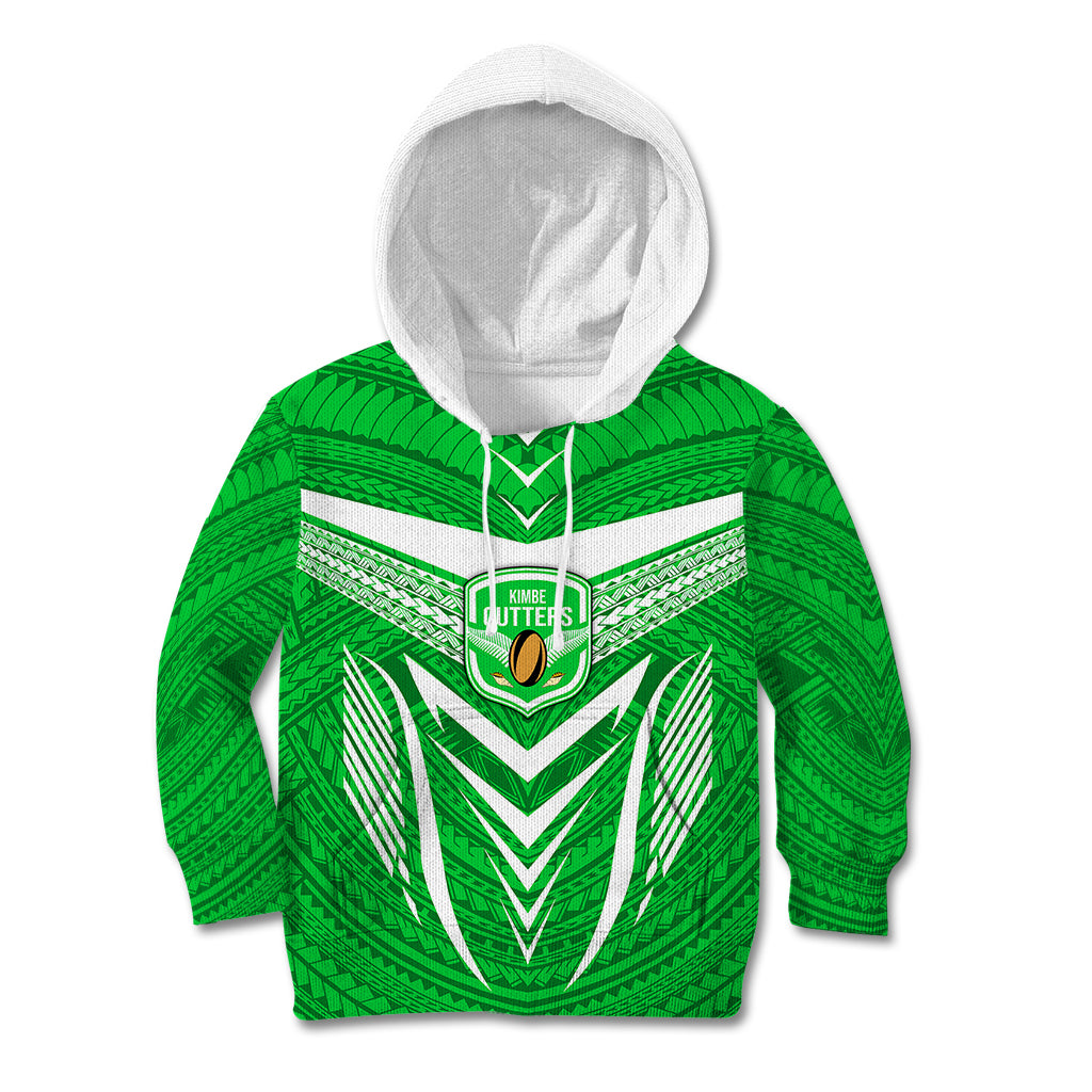 Kimbe Cutters Rugby Kid Hoodie Papua New Guinea Polynesian Tattoo Green Version LT03 Green - Polynesian Pride