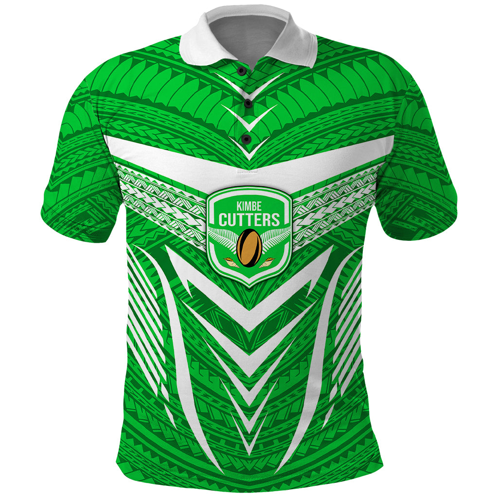 Kimbe Cutters Rugby Polo Shirt Papua New Guinea Polynesian Tattoo Green Version LT03 Green - Polynesian Pride