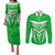 Custom Kimbe Cutters Rugby Couples Matching Puletasi Dress and Long Sleeve Button Shirts Papua New Guinea Polynesian Tattoo Green Version LT03 Green - Polynesian Pride