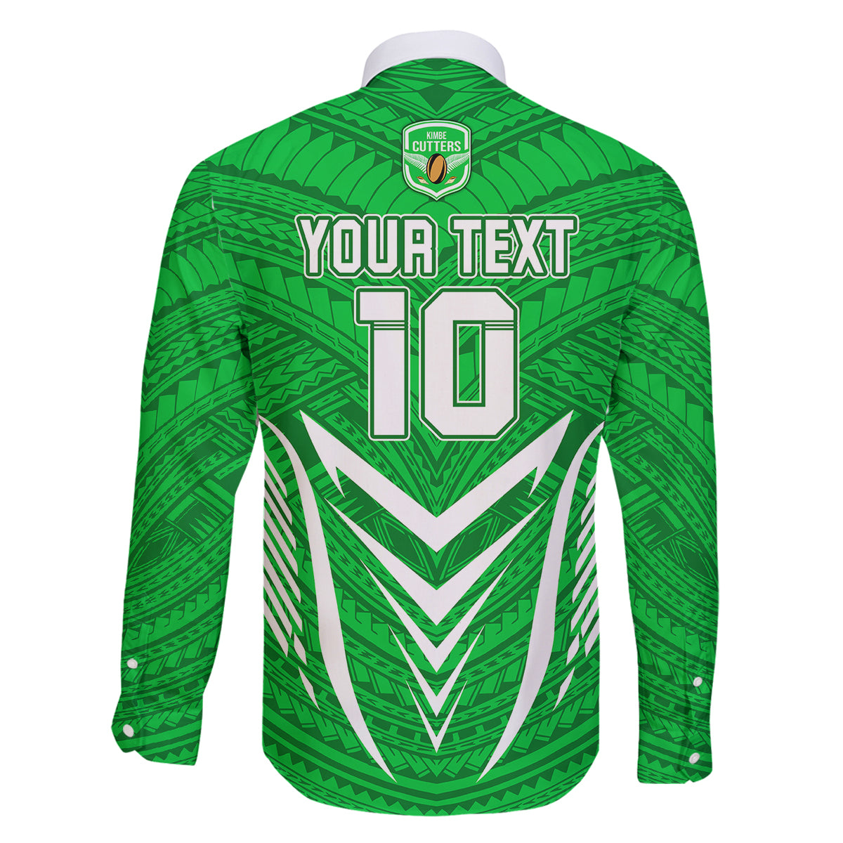 Custom Kimbe Cutters Rugby Family Matching Off Shoulder Long Sleeve Dress and Hawaiian Shirt Papua New Guinea Polynesian Tattoo Green Version LT03 - Polynesian Pride