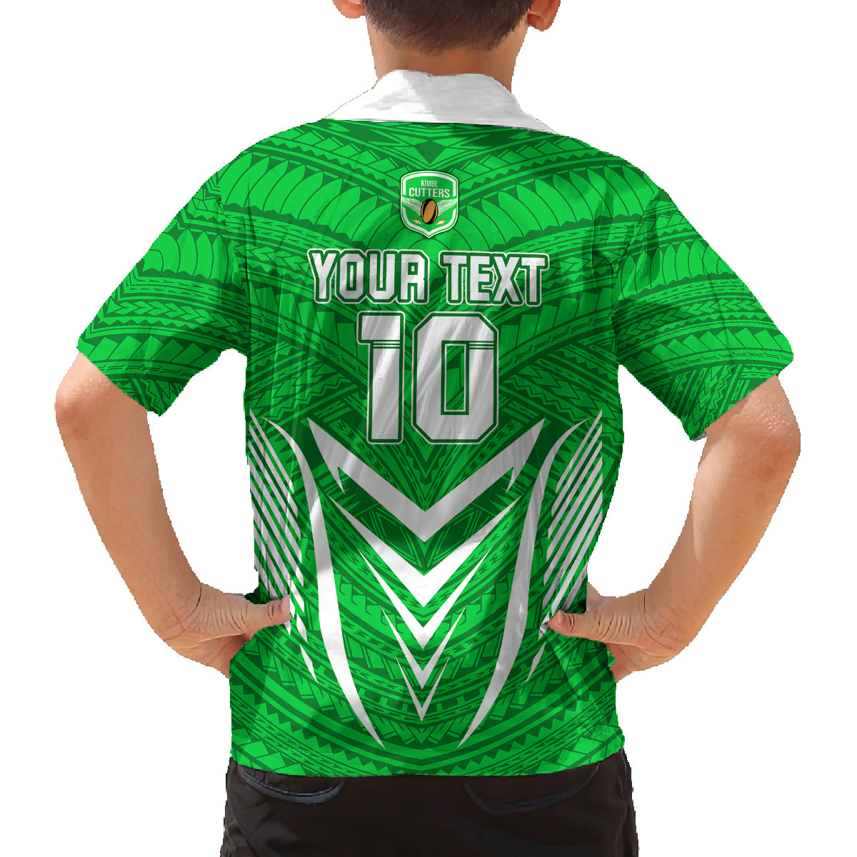 Custom Kimbe Cutters Rugby Family Matching Puletasi Dress and Hawaiian Shirt Papua New Guinea Polynesian Tattoo Green Version LT03 - Polynesian Pride