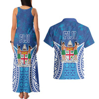 Fiji Day Couples Matching Tank Maxi Dress and Hawaiian Shirt Fijian Masi Tribal Hibiscus Tattoo and Tapa Pattern