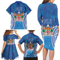Fiji Day Family Matching Long Sleeve Bodycon Dress and Hawaiian Shirt Fijian Masi Tribal Hibiscus Tattoo and Tapa Pattern
