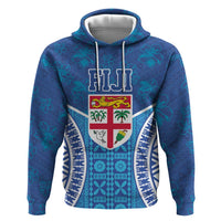 Fiji Day Hoodie Fijian Masi Tribal Hibiscus Tattoo and Tapa Pattern LT03 Pullover Hoodie Blue - Polynesian Pride