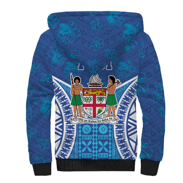 Fiji Sherpa Hoodie Suva Noqu Suva Hibiscus Flowers Fijian Patterns