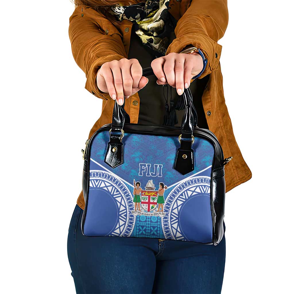 Fiji Day Shoulder Handbag Fijian Masi Tribal Hibiscus Tattoo and Tapa Pattern LT03 One Size Blue - Polynesian Pride