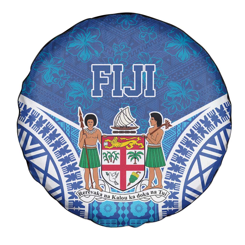 Fiji Day Spare Tire Cover Fijian Masi Tribal Hibiscus Tattoo and Tapa Pattern