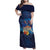 Polynesian Scuba Diving Family Matching Off Shoulder Maxi Dress and Hawaiian Shirt Honu with Hibiscus and Plumeria Flower and Tapa Tribal Pattern