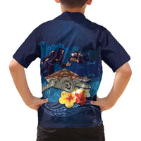 Polynesian Scuba Diving Family Matching Tank Maxi Dress and Hawaiian Shirt Honu with Hibiscus and Plumeria Flower and Tapa Tribal Pattern